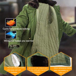 Cappotto lungo in cotone per soccorso in caso di calamità civile Cappotto in cotone ispessito in pile a prova di freddo allungato antivento, Green, Green (Demolished), Black, Black (Disassembly), 80/20 Polyester Card