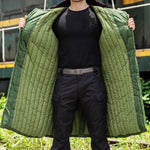 Cappotto lungo in cotone per soccorso in caso di calamità civile Cappotto in cotone ispessito in pile a prova di freddo allungato antivento, Green, Green (Demolished), Black, Black (Disassembly), 80/20 Polyester Card