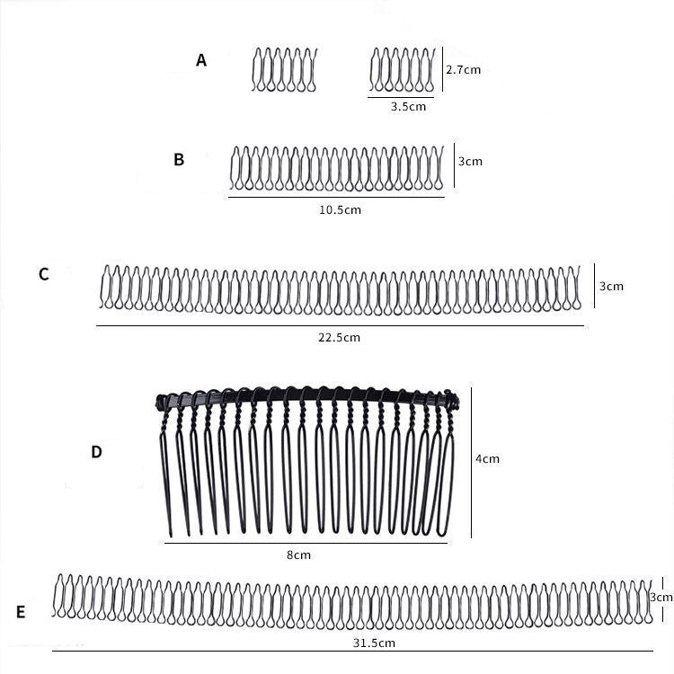 2 pezzi Accessori per capelli con forcina fissa per capelli Pettine invisibile per acconciatura rotonda, A, B, C, D, E