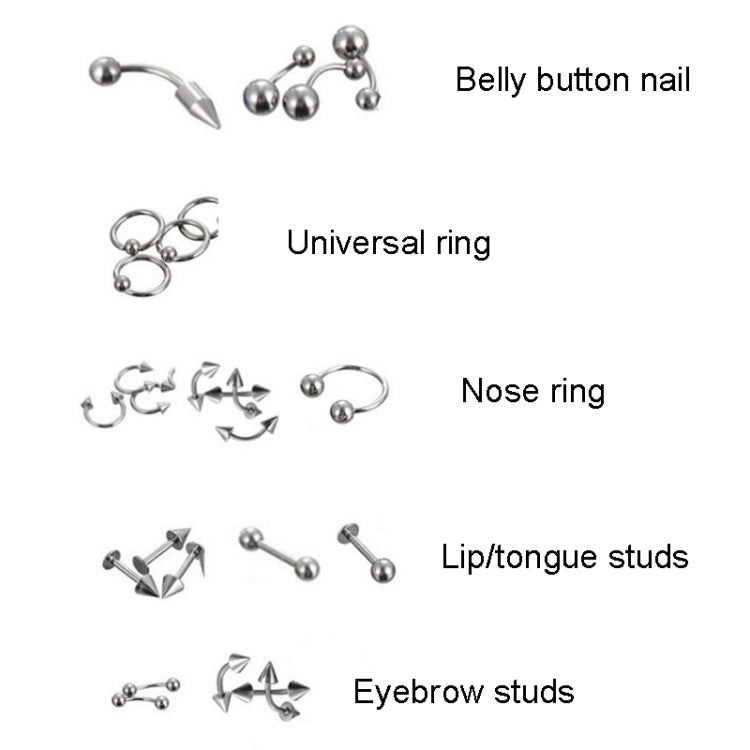 85 pezzi piercing gioielli in acciaio inossidabile borchie per labbra borchie per sopracciglia borchie per naso
