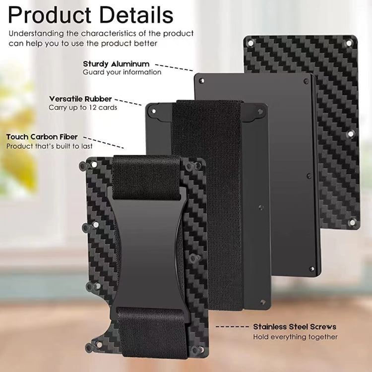 Porta carte di credito Portafogli RFID Blocking Slim Metal Card Clip, Black, Grey, Royal Blue, Army Green, Dark Green, Coffee, Fluorescent Green, Carbon Fiber Pattern, Real Carbon Fiber (Light), Real Carbon Fiber (Matte), Red, Blue, Orange, Rainbow    ...
