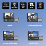 3 Lens Video HD 1080P Registratore di guida multilingue, F10