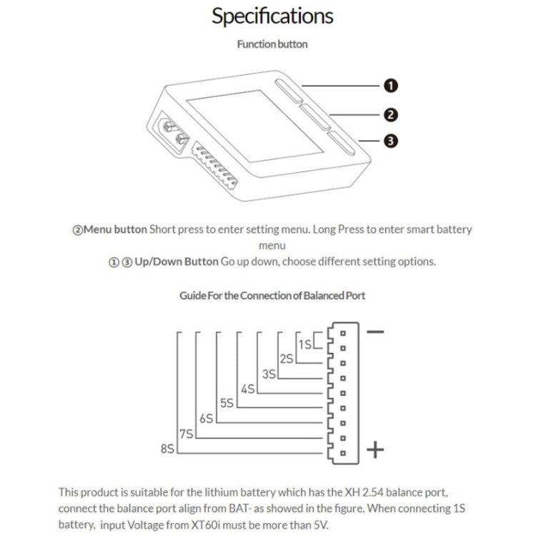 ISDT Aircraft Model Lithium Battery 1-8S Display elettrico Apparecchio di misurazione, ISDT BG-8S