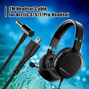 Per SteelSeries Arctis 3 5 7 Pro Nylon Weaving Game Headset Cable, ZS0258 Black, ZS0258 Red