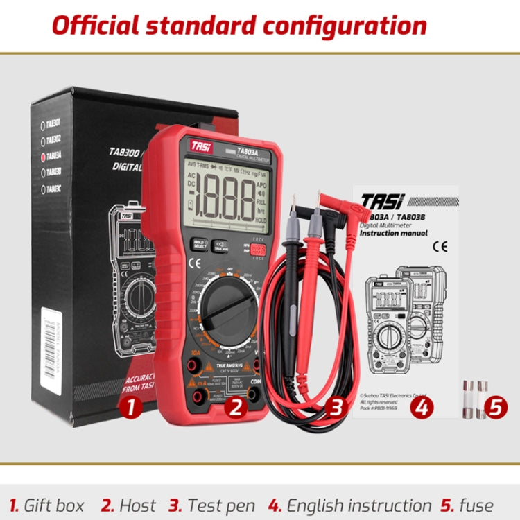 Multimetro digitale ad alta precisione Display digitale Multimetro per elettricista multifunzione per uso domestico, TASI TA803A, TASI TA803B, TASI TA803C