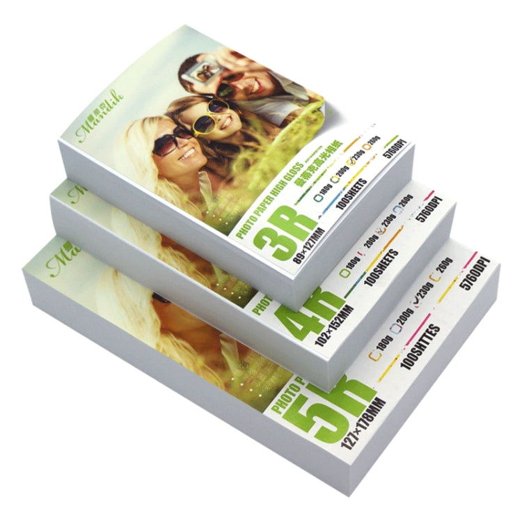 Mandik 3R Carta fotografica lucida su un lato da 5 pollici per stampanti a getto d'inchiostro Forniture per immagini su carta, 180gsm 500 Sheets, 200gsm 500 Sheets, 230gsm 500 Sheets, 230gsm 200 Sheets, 200gsm 200 Sheets, 180gsm 200 Sheets