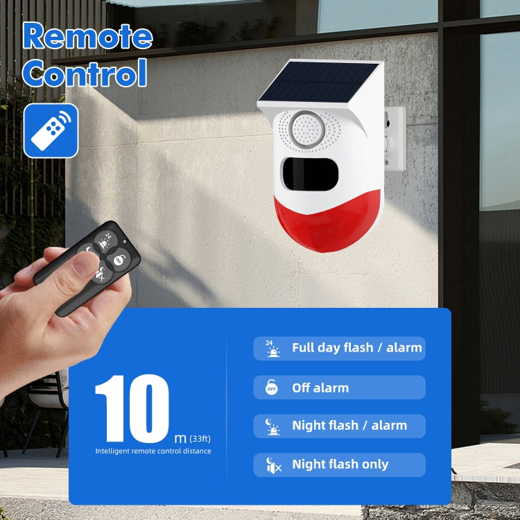 Rilevatore movimento PIR wireless solare con sirena 120dB