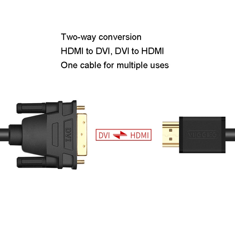 VEGGIEG Cavo convertitore da HDMI a DVI Computer TV HD Monitor può essere intercambiabile, 1m, 1.5m, 2m, 3m, 5m, 8m, 10m, 12m, 15m