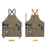 Grembiule da lavoro in tela pesante per elettricista da falegnameria, Black Gray, Black, Army Green, Khaki, Blue, Camel, Belt Black Gray, Belt Black, Belt Army Green, Belt Khaki, Belt Blue, Belt Camel