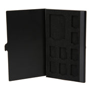 1SD + 8TF Alluminio Micro SD Card Holder Pin Storage Box 9 solts per scheda di memoria SD / SIM / TF, Black, Silver