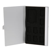 1SD + 8TF Alluminio Micro SD Card Holder Pin Storage Box 9 solts per scheda di memoria SD / SIM / TF, Black, Silver