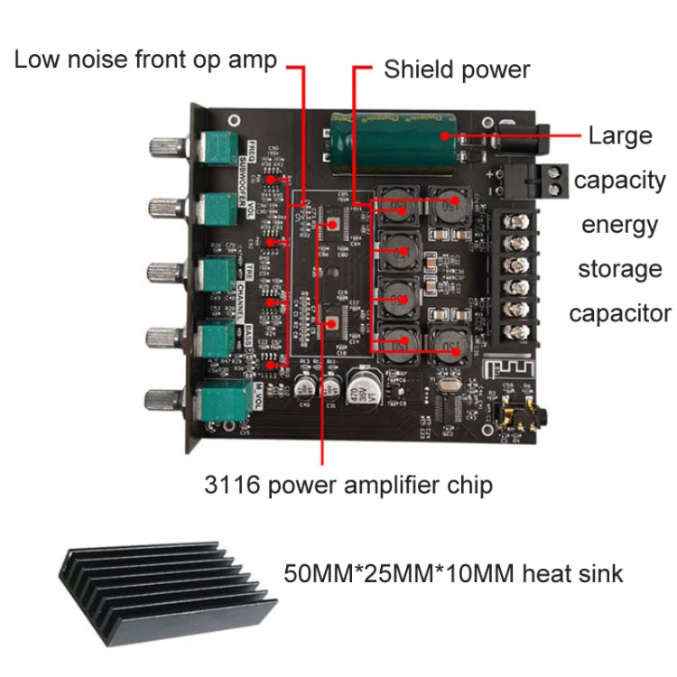 ZK-TB21 TPA3116D2 Regolazione del tono alto e basso Modulo amplificatore di potenza completamente digitale Bluetooth a 2.1 canali, ZK-TB21