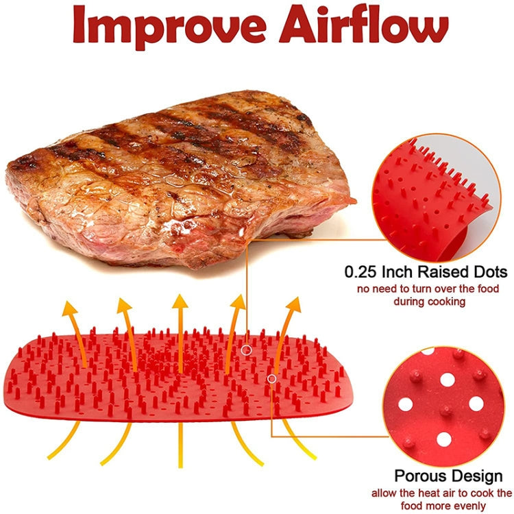 Friggitrice ad aria Tappetino riutilizzabile in silicone Tappetino per cottura a vapore antiaderente Accessori da cucina, Round 20cm Black, Round 20cm Red, Square Black 20.2cm, Square Red 20.2cm, Square Red 23cm, Square Black 23cm