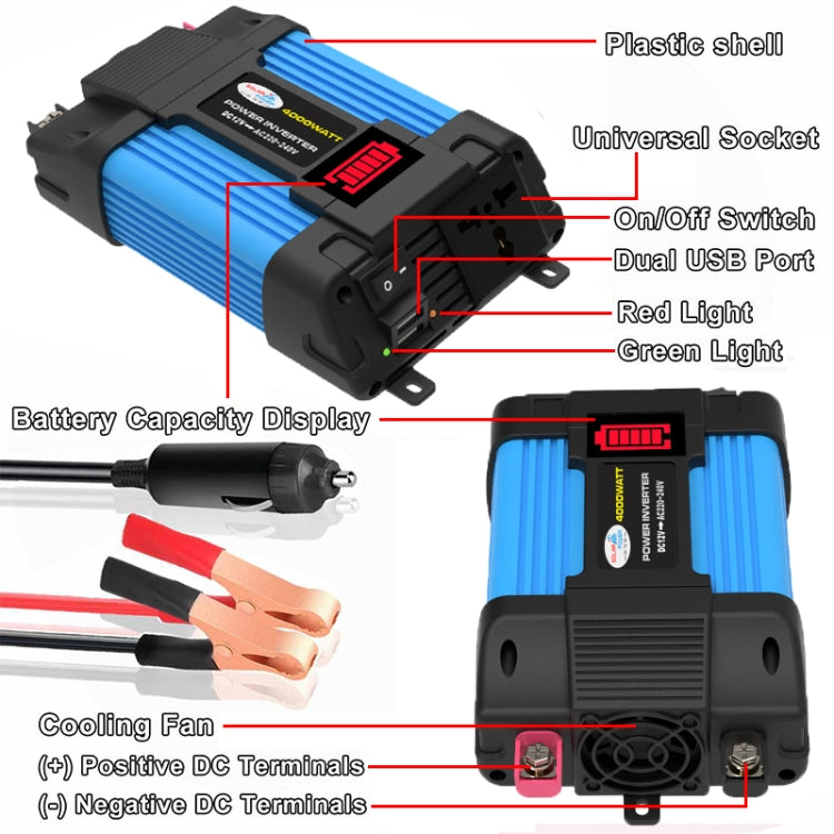 SOLIKE TECH Inverter per veicoli Convertitore sinusoidale Inverter automatico, 12V-220V 300W, 12V-110V 300W, 12V-220V 500W, 12V-110V 500W
