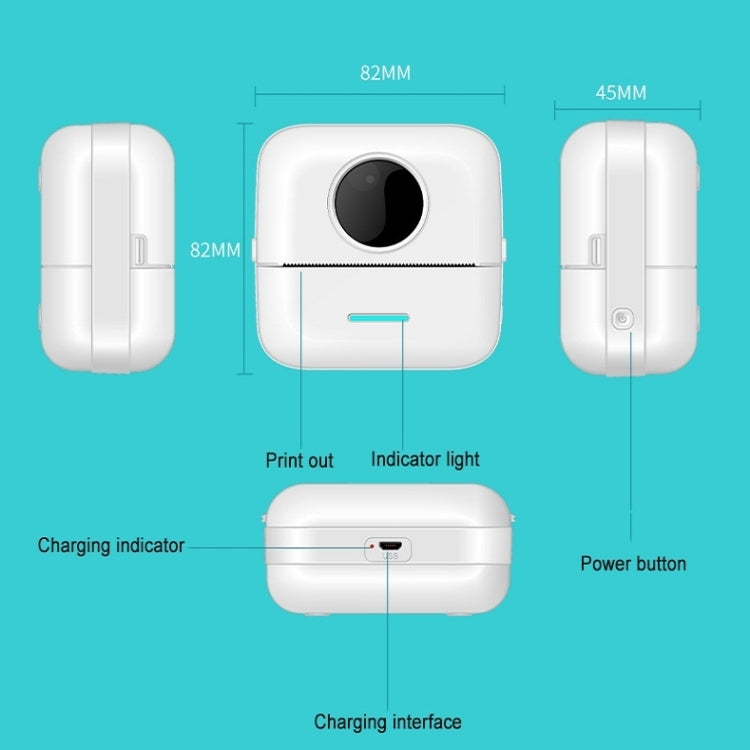 Mini Student Domanda sbagliata Stampante termica Bluetooth, With 5 Rolls White Paper, With 3 Rolls Color Paper