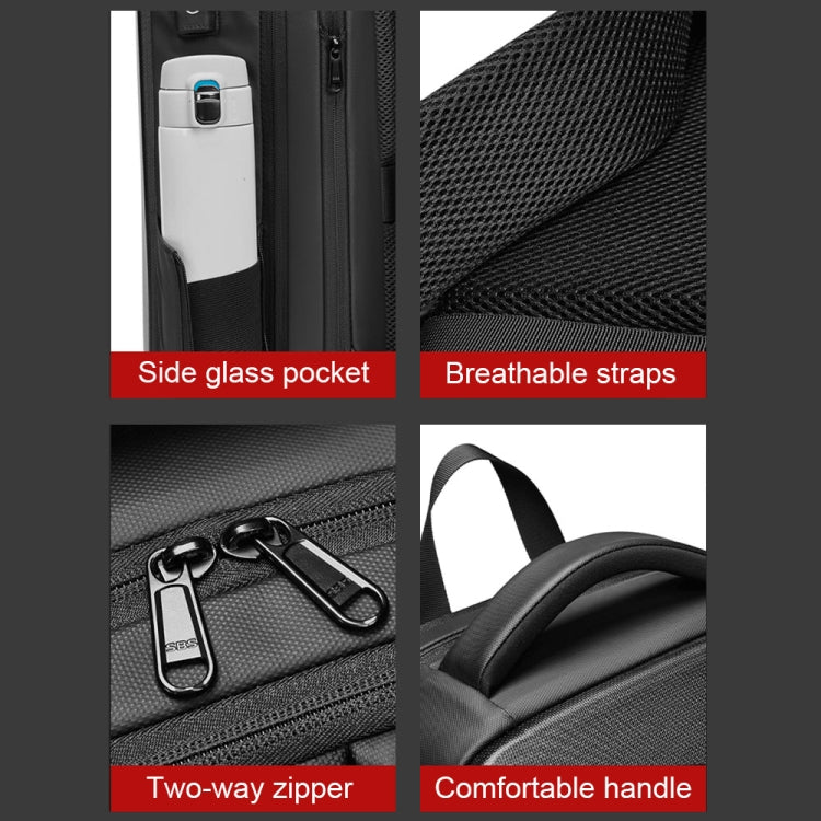 Zaino per laptop espandibile con guscio rigido in EVA con porta USB Zaino da viaggio d'affari multifunzionale