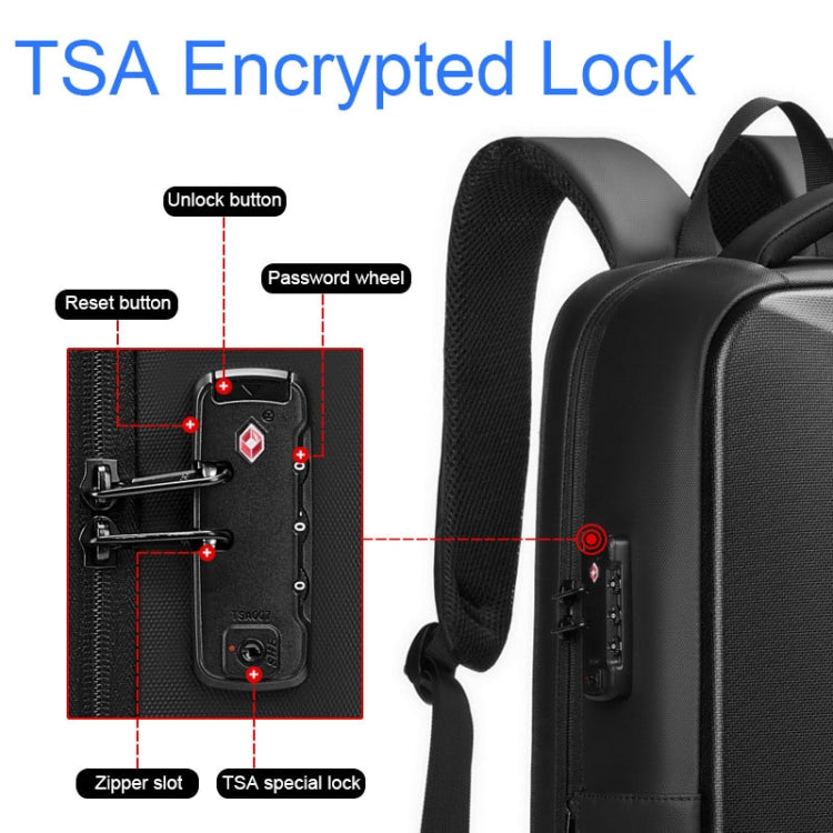 Zaino per laptop espandibile con guscio rigido in EVA con porta USB Zaino da viaggio d'affari multifunzionale
