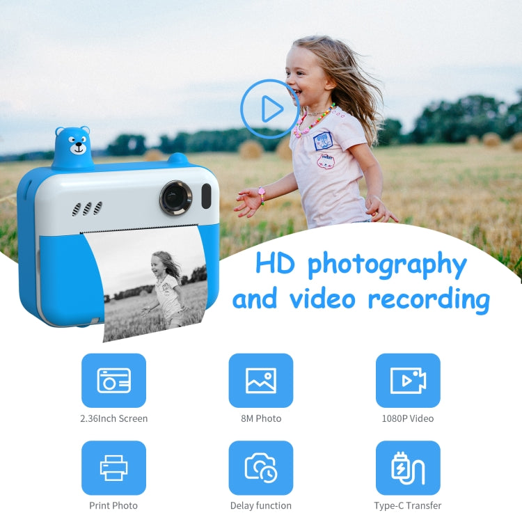 IPS 2.36 pollici LED HD Display 1080P Fotocamera per bambini Stampa termica Fotocamera istantanea