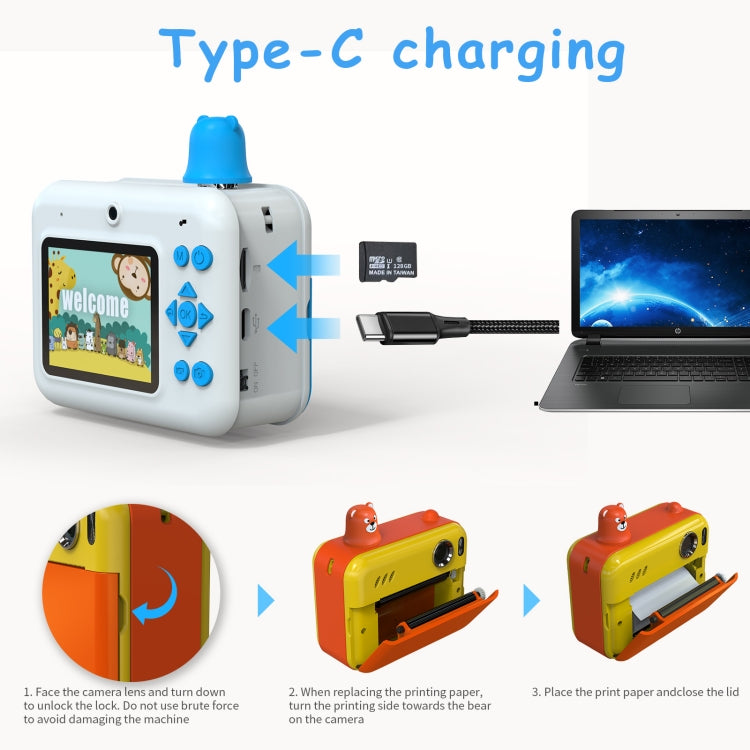 Fotocamera bambini 2.36" IPS LED HD 1080P con stampa termica