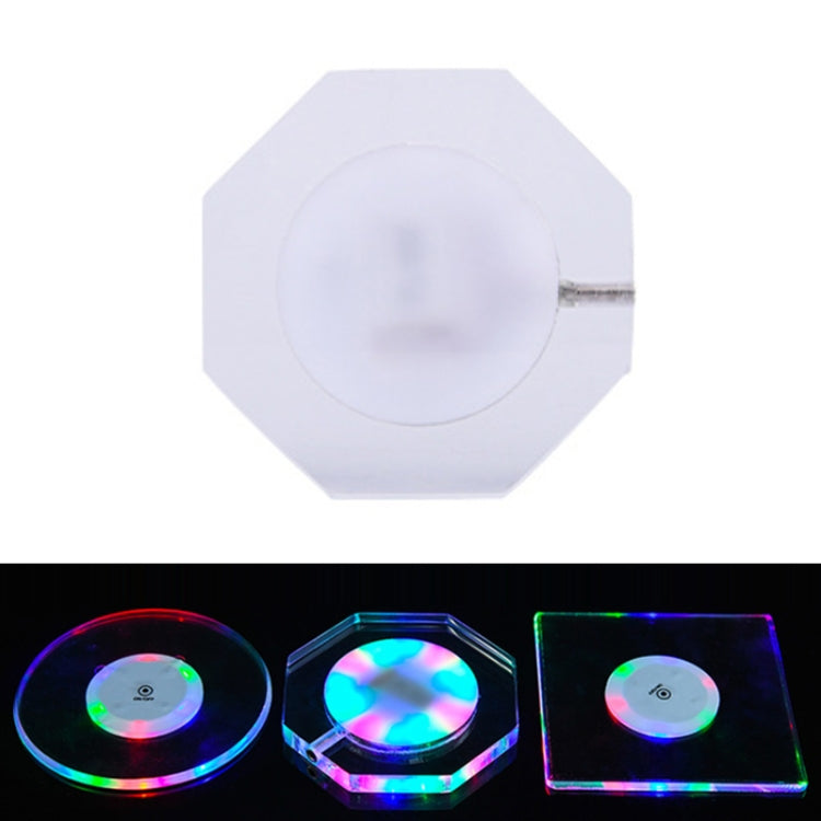 Ricarica USB LED Light Up Sottobicchiere in acrilico Base in cristallo trasparente, 100x10mm Round, 100x10mm Octagonal, 100x10mm Square