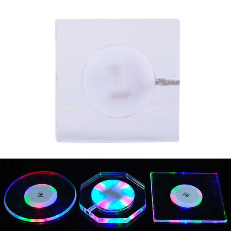 Ricarica USB LED Light Up Sottobicchiere in acrilico Base in cristallo trasparente, 100x10mm Round, 100x10mm Octagonal, 100x10mm Square