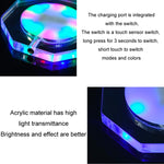 Ricarica USB LED Light Up Sottobicchiere in acrilico Base in cristallo trasparente, 100x10mm Round, 100x10mm Octagonal, 100x10mm Square