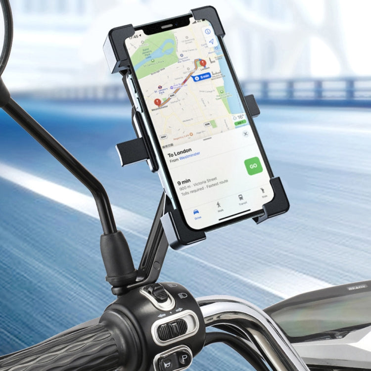 Supporto per telefono cellulare antiurto per moto Supporto per navigazione per bici da esterno, Rearview Mirror, Handlebars
