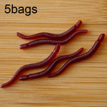 3,5 cm Fishy Red Earthworm Esca finta Esca per pesci luminosi, 5bags 20pcs/bag, 5bags 50pcs/bag, 5bags 100pcs/bag, 5bags 200pcs/bag