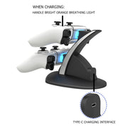 iplay HBP-253 Per PS5 Game Wireless Handle Doppia staffa di posizionamento della base di ricarica, HBP-253 (White), HBP-253 (Black)