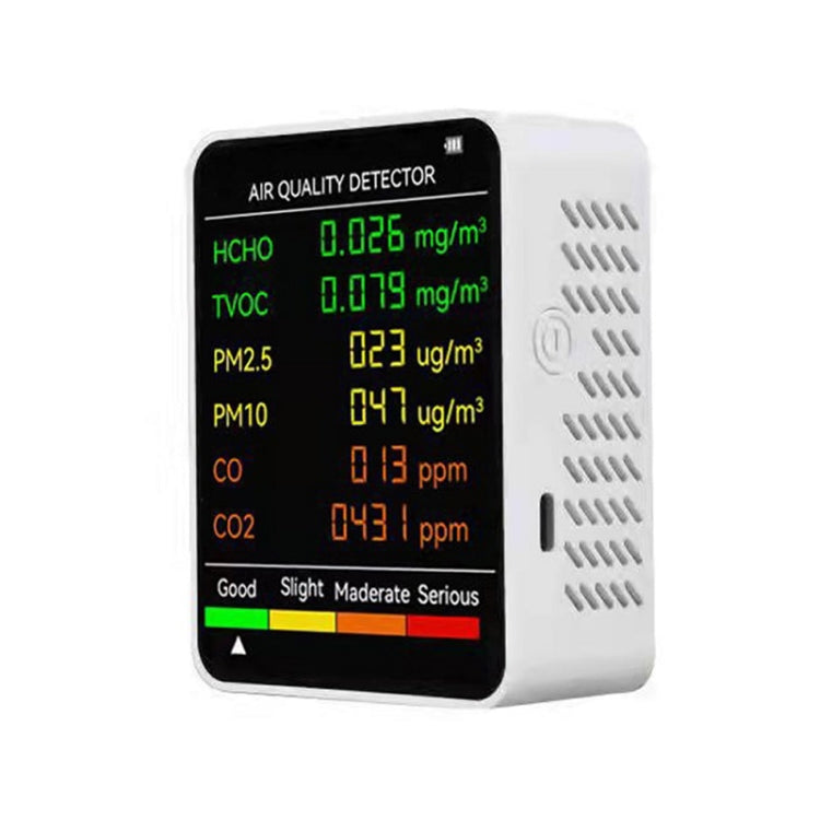 Rilevatore di qualità dell'aria PM2.5/PM10 Monitoraggio della qualità dell'aria interna, 6 in 1 Air Quality Detector White, 6 in 1 Air Quality Detector Black