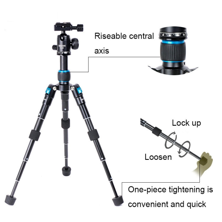 BEXIN V30 Treppiede per fotocamera da tavolo regolabile in lega di alluminio Mini treppiede portatile pieghevole dal vivo