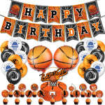 Set di bandiere per feste a tema basket + palloncino + set di inserti per torta