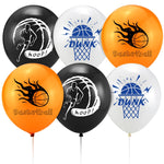 Set di bandiere per feste a tema basket + palloncino + set di inserti per torta