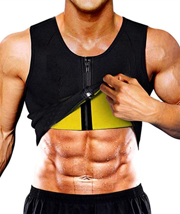 Corsetto fitness da uomo Neoprene Sport Tummy Control Shapewear Canotta con cerniera Canotta da allenamento, S, M, L, XL