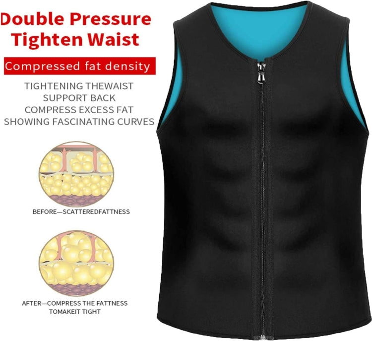 Corsetto fitness da uomo Neoprene Sport Tummy Control Shapewear Canotta con cerniera Canotta da allenamento, S, M, L, XL