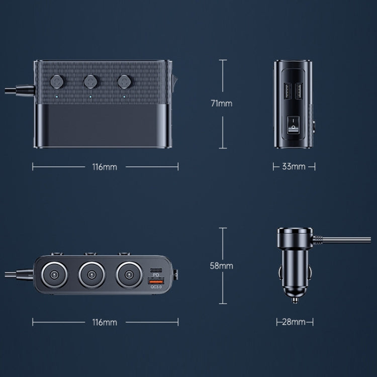 Interfaccia accendisigari USB3.0/PD Caricabatteria da auto 128W