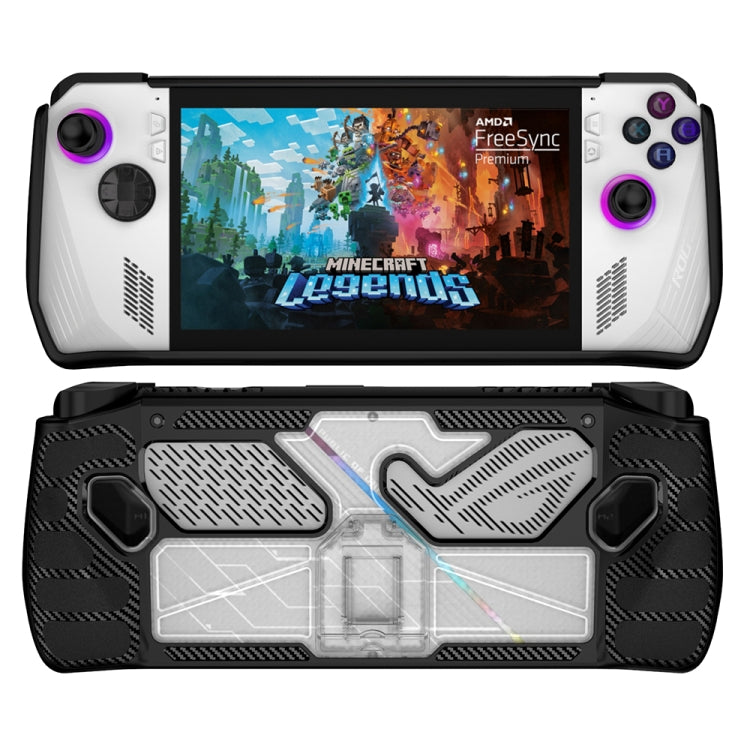 Per ASUS Rog Ally Console di gioco PC + Custodia protettiva in TPU con staffa, PC+TPU  Black+Transparent, PC+TPU White+Transparent