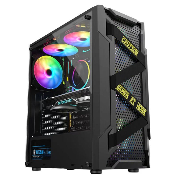 Custodia per computer ATX trasparente laterale in acrilico con posizione a 6 ventole e interfaccia USB 3.0, Black, White