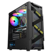 Custodia per computer ATX trasparente laterale in acrilico con posizione a 6 ventole e interfaccia USB 3.0, Black, White