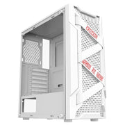 Custodia per computer ATX trasparente laterale in acrilico con posizione a 6 ventole e interfaccia USB 3.0, Black, White