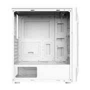 Custodia per computer ATX trasparente laterale in acrilico con posizione a 6 ventole e interfaccia USB 3.0, Black, White