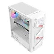 Custodia per computer ATX trasparente laterale in acrilico con posizione a 6 ventole e interfaccia USB 3.0, Black, White