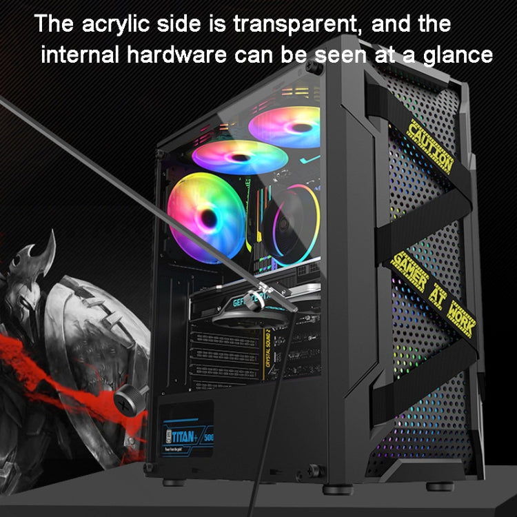 Custodia per computer ATX trasparente laterale in acrilico con posizione a 6 ventole e interfaccia USB 3.0, Black, White