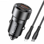 Caricabatteria da auto QC3.0+PD30W Type-C/USB-C+USB Dual Port Quick Charge, Yesido Y54 With 8 Pin To Type-C/USB-C Line, Yesido Y55 With Double Type-C/USB-C Port Line