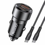 Caricabatteria da auto QC3.0+PD30W Type-C/USB-C+USB Dual Port Quick Charge, Yesido Y54 With 8 Pin To Type-C/USB-C Line, Yesido Y55 With Double Type-C/USB-C Port Line