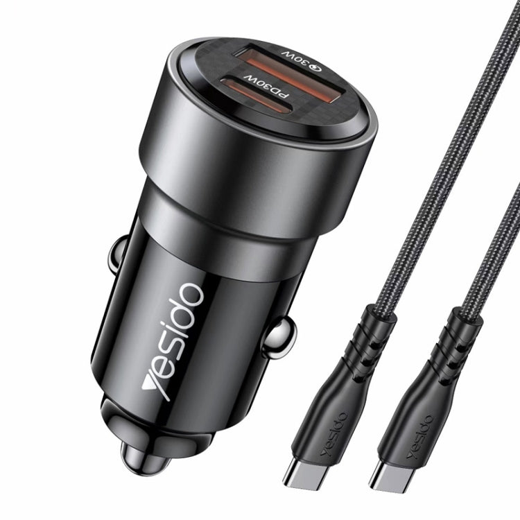 Caricabatteria da auto QC3.0+PD30W Type-C/USB-C+USB Dual Port Quick Charge, Yesido Y54 With 8 Pin To Type-C/USB-C Line, Yesido Y55 With Double Type-C/USB-C Port Line