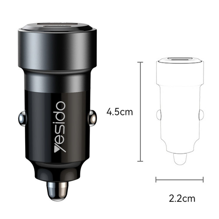 Caricabatteria da auto QC3.0+PD30W Type-C/USB-C+USB Dual Port Quick Charge, Yesido Y54 With 8 Pin To Type-C/USB-C Line, Yesido Y55 With Double Type-C/USB-C Port Line