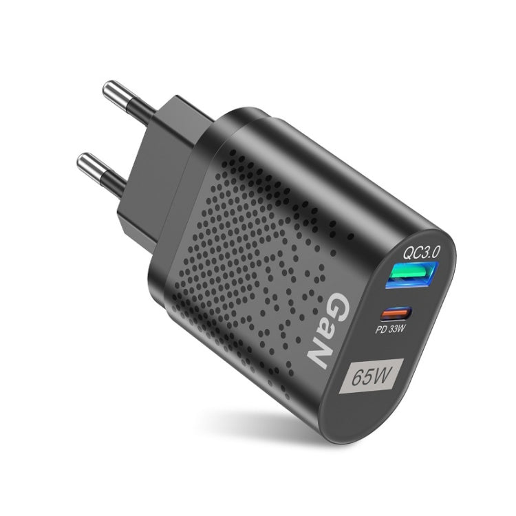 Adattatore per computer a ricarica rapida PD per caricabatterie per telefoni cellulari GaN da 65 W, Black EU Plug, Black UK Plug, Black US Plug, Black AU Plug, Black KR Plug, White EU Plug, White UK Plug, White US Plug, White AU Plug, White KR Plug