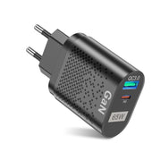 Adattatore per computer a ricarica rapida PD per caricabatterie per telefoni cellulari GaN da 65 W, Black EU Plug, Black UK Plug, Black US Plug, Black AU Plug, Black KR Plug, White EU Plug, White UK Plug, White US Plug, White AU Plug, White KR Plug