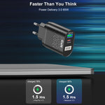 Adattatore ricarica rapida PD 65W con plug EU, UK, US, AU, KR